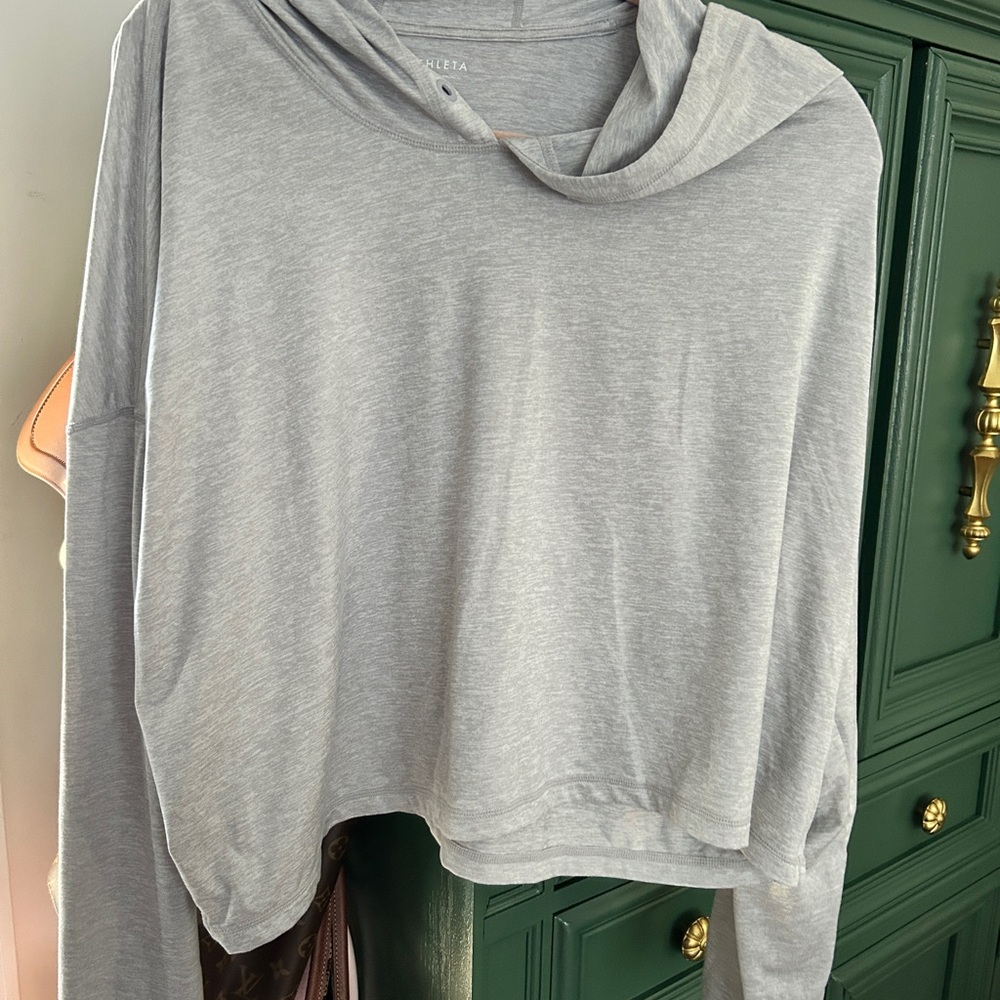 Athleta Light Gray Hooded Top